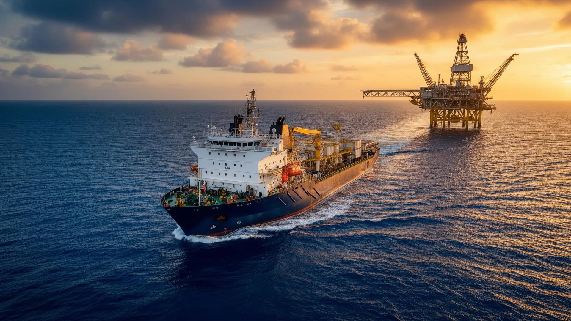 Offshore marine vessel at sea