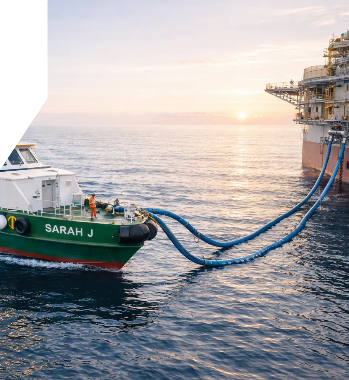 Water supply vessel at sea